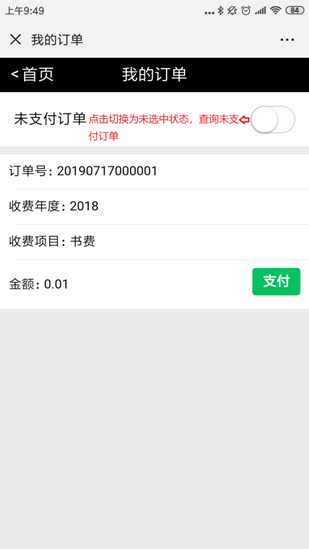 未支付订单查询